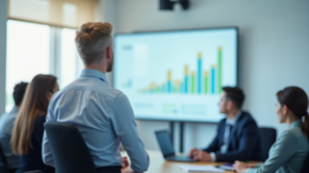 Professionel person ser på finansielle grafer og analysedata på computerskærm